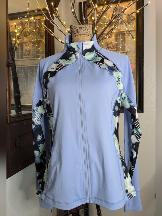 Fila Jackets & Blazers - Fila Light Blue Full-Zip Jacket with Floral Accent
